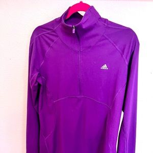 Adidas Quarter Zip Pullover Top Purple Size L